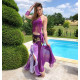 Costume de danse orientale Reine du désert violet top et jupe