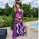 Costume de danse orientale Reine du désert violet top et jupe