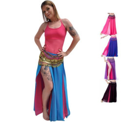 Costume de danse orientale top fushia et jupe bicolor