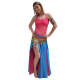 Costume de danse orientale top fushia et jupe bicolor