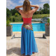 Costume de danse orientale top fushia et jupe bicolor