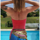 Costume de danse orientale top fushia et jupe bicolor