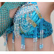 Soutien gorge et jupe de danse orientale femme satin turquoise 