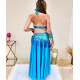 Soutien gorge et jupe de danse orientale femme satin turquoise 