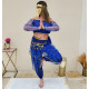 Costume de danse bleu roy paillette top et pantalon
