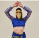 Costume de danse bleu roy paillette top et pantalon