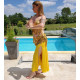 Ensemble de danse top ceinture et jupe jaune