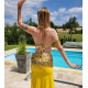 Ensemble de danse top ceinture et jupe jaune