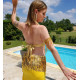 Ensemble de danse top ceinture et jupe jaune
