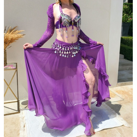 Tenue de danse orientale 3 pièces violette