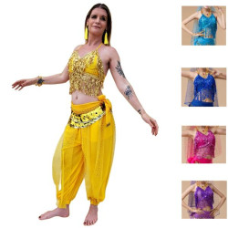 Tenue de danse ambiance Bollywood Top et pantalon jaune