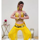 Tenue de danse ambiance Bollywood Top et pantalon jaune