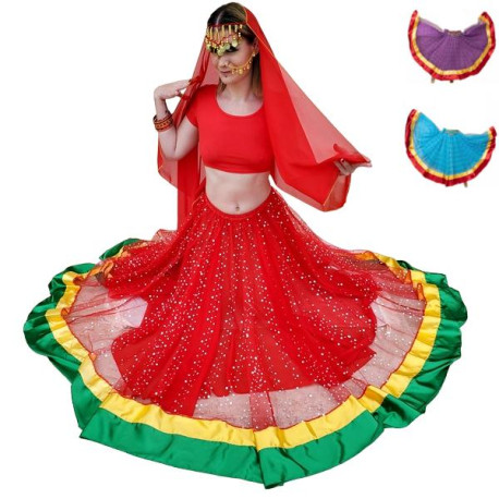 Tenue Bollywood femme pas cher choli et jupe
