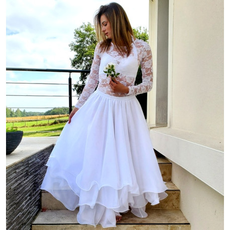 Haut dentelle manches longues