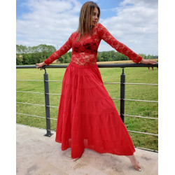 Haut dentelle et jupe aspect coton flamenco