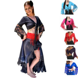 Tenue de danse orientlale fusion flamenco noir jupe et top 