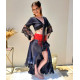 Tenue de danse orientlale fusion flamenco noir jupe et top 