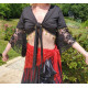 Tenue de danse orientlale fusion flamenco noir jupe et top 