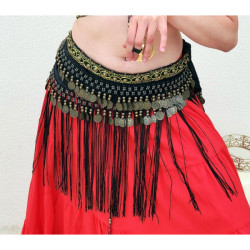 Ceinture tribale de danse orientale en velours noire