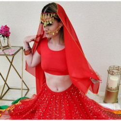 Voile de danse orientale et bollywood pour la tête rouge
