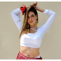 Top de cours de danse orientale blanc