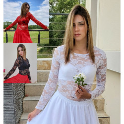 Haut dentelle manches longues