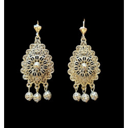Boucles d'oreilles orientales ovale et grelots dorés