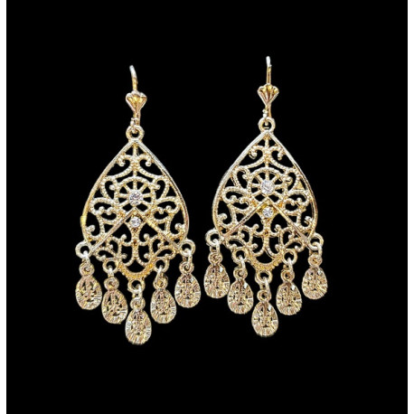 Boucles d'oreilles orientales plaqué or et strass