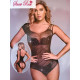 Body de danse transparent noir brillant