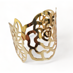 Bracelet de poignet doré motif rose