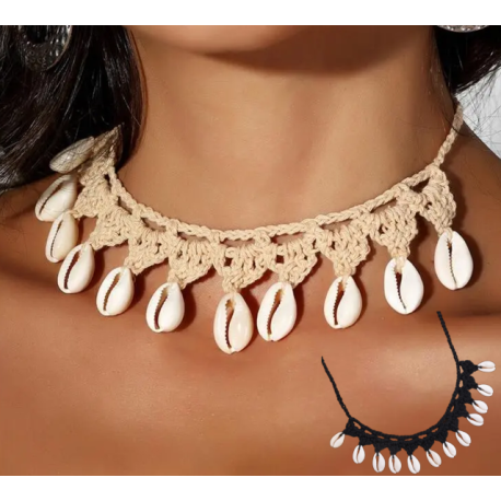 Collier coquillage Cauris ras de cou