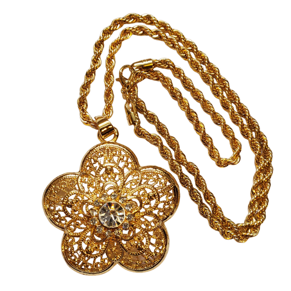 Collier oriental plaqué or rosace 