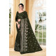 Sari indien noir avec imprimés floraux or