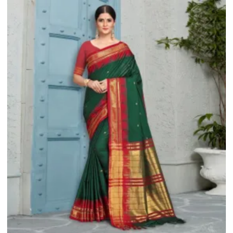 Sari indien de danse Bollywood rouge et vert foncé