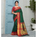 Sari indien de danse Bollywood rouge et vert foncé