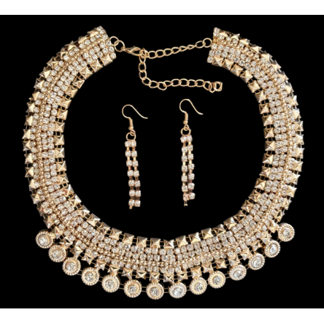 Parure collier strass + Boucles d'oreilles 