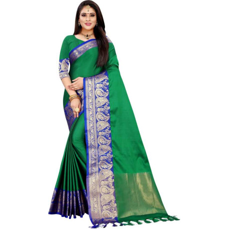 Sari indien authentique bleu nuit