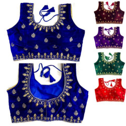 Choli Blouse indien velours brodé couleur