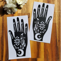 Kit de deux pochoirs de tatouages Henné pour les mains