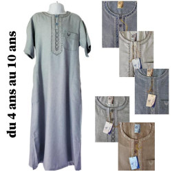 Qamis garçon col plat manches courtes 