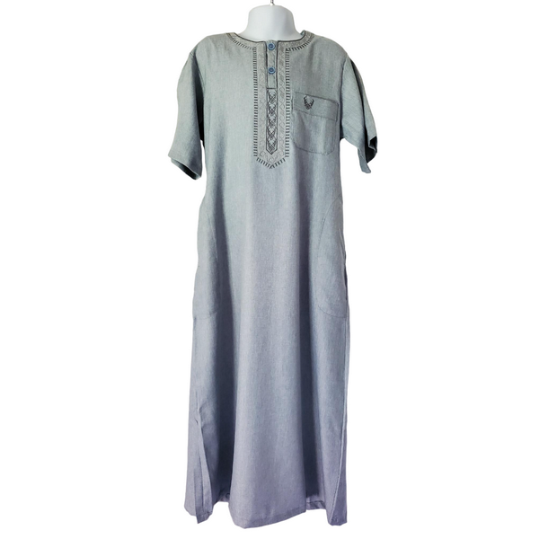 Qamis garçon col plat manches courtes face