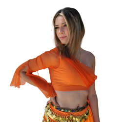 Top de danse orientale à manche orange