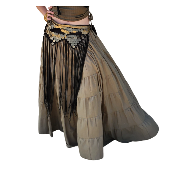 Jupe Longue Gypsy Tribale 4 Niveaux - Danse Orientale, Ehs, Ventre - Coton Multicolore - 22,9m