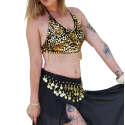 Bustier dos nu de danse orientale noir et or