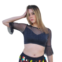 Haut de danse femme chic et glamour noir brillant
