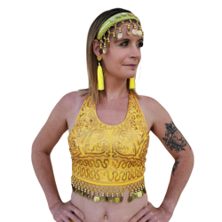 Top de Danse Femme Scintillant en Paillettes et Sequins