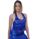 Top Dos Nu Scintillant aux Franges Envoûtantes pour Femme