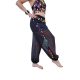Ensemble oriental de danse noir multicolore sarouel top
