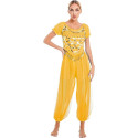 Tenue de danse brassière + sarouel jaune paillettes