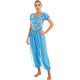 Costume de danse orientale top pantalon paillettes turquoise
